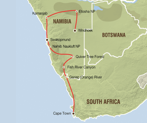 van Tafelberg tot zandwoestijn (16 dagen)