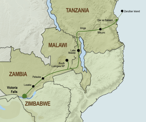 Kampeeravontuur van Victoria Falls tot Zanzibar (18 dagen)