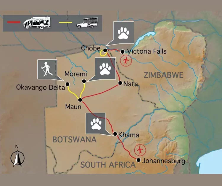 De wildparken van Botswana via Kalahari (17 dagen)