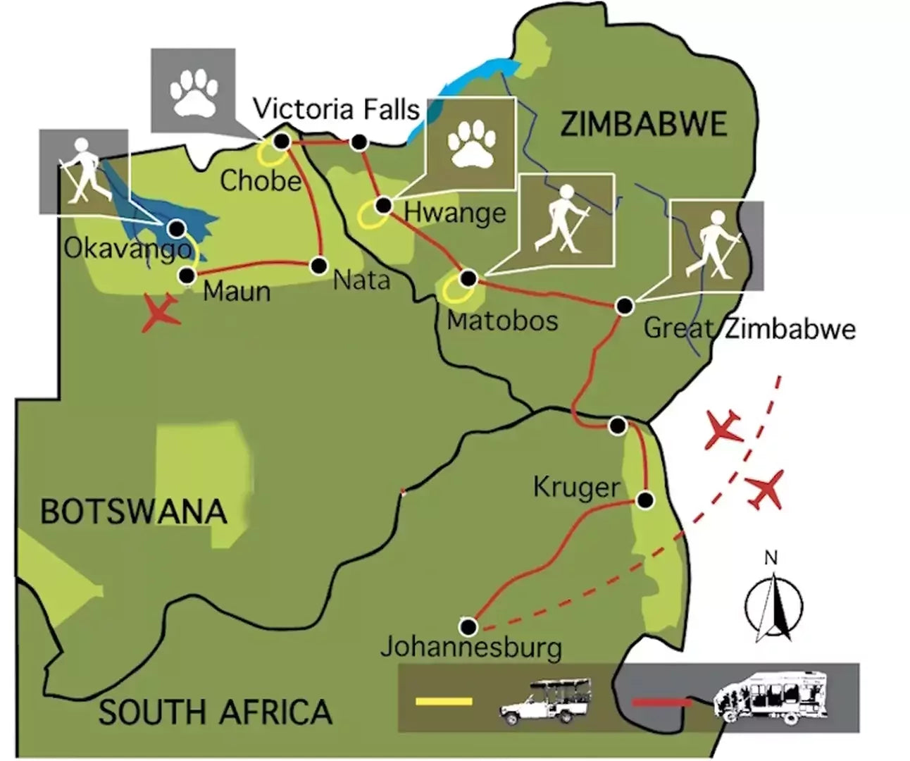 Het beste van Kruger, Zimbabwe en Okavango (18 dagen)