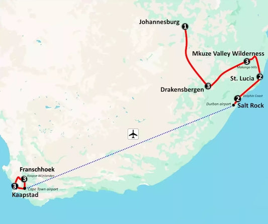 Van Safari tot de Kaapse Wijnlanden (20 dagen)